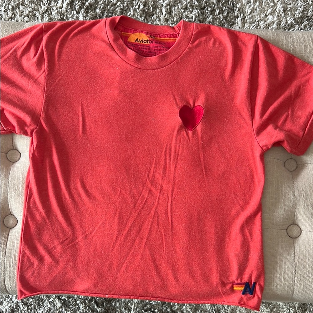 Aviator Nation Red Short Sleeve Tee Casual Cotton